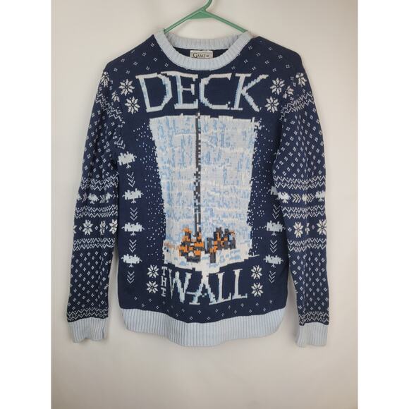 Game of Thrones Size M Ugly Christmas Sweater Deck The Wall HBO Navy Blue - Picture 1 of 9